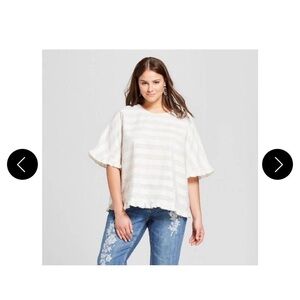 Who What Wear
Cream New Striped Ruffle Blouse